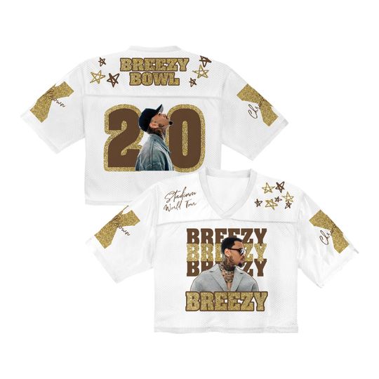 Discover Chris Brown Tour Crop Top Football Jersey, Breezy Bowl 2025 Shirt, R&B Concert Merch, Unisex Fan Gift, Hip Hop Streetwear