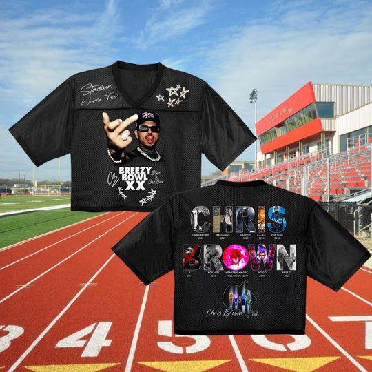 Discover Chris Brown Crop top Football Jersey, Personalized Breezy Bowl Crop top Jersey, Chris Brown Fans, Summer 2025 Breezy Bowl XX, Breezy XX Tour