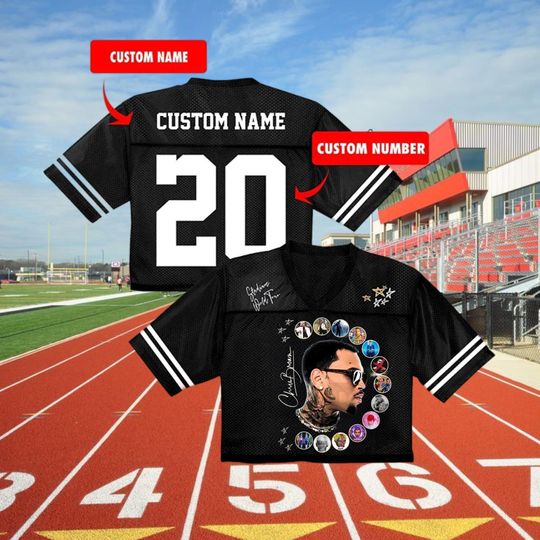 Chris Brown Crop top Football Jersey, Personalized Breezy Bowl Crop top Jersey, Chris Brown Fans, Summer 2025 Breezy Bowl XX, Breezy XX Tour