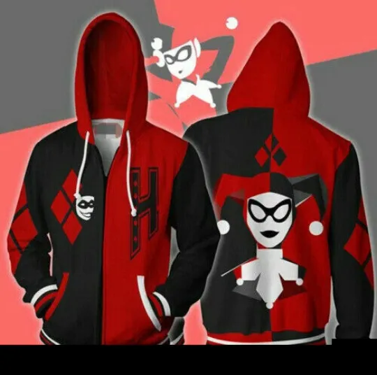 Suicide Squad Harley Quinn 3D Zip Hoodie Pullover Sweatshirt for Cosplay