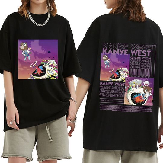 Discover Rapper Kanye West Graduation T Shirt Men Hip Hop Vintage Short Sleeve T-shirt Casual Cotton Oversized T Shirts Streetwear Unisex