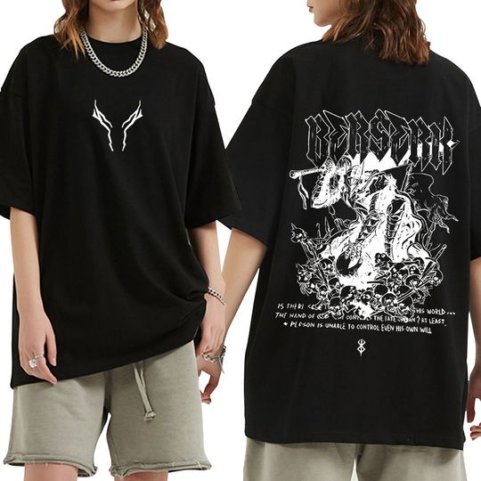 Anime Berserkk Guts T Shirt Skull Knight Swordsman Gatsu Zodd Vintage T-shirts