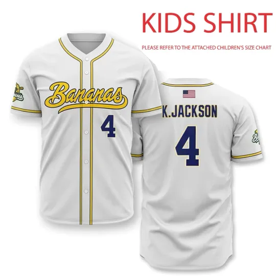 Discover NEW Savannah Bananas #4 Jackson Baseball Jersey Kids Shirt All Size DO2460