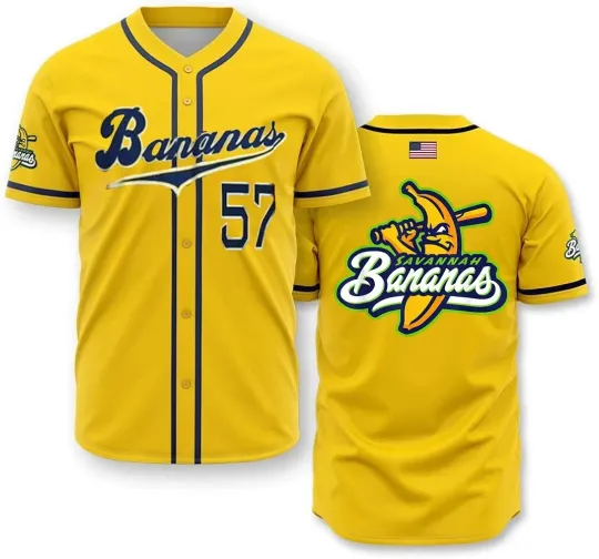 Discover Savannah Bananas Anthony Coromato Baseball Jersey Yellow AOP #57 US1213