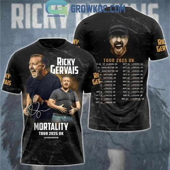 Discover Ricky Gervais Mortality Tour 2025 3D T-shirt
