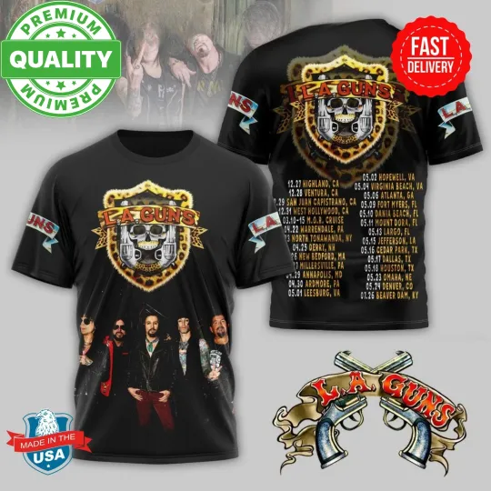 Discover L.A. Guns Band Tour Dates 2025 3D Shirt