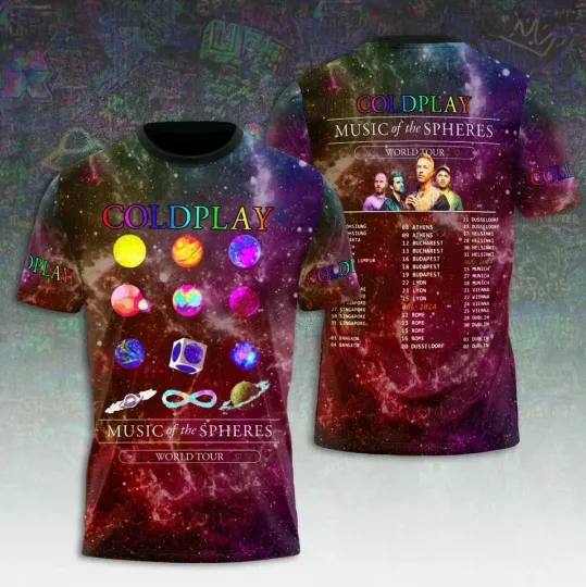 Discover Coldplay Music Of The Spheres Tour 2025 North American 3D T Shirt