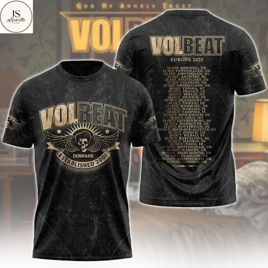 Discover Volbeat Denmark Established 2001 Europe 2025 Tour 3D T-Shirt