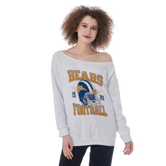 Bears  Football Womens Off The Shoulder Sweatshirt, Football Fan Pullover, Sports Team