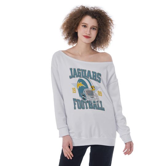 Jaguars Football Womens Off The Shoulder Sweatshirt, Football Fan Pullover, Sports Team