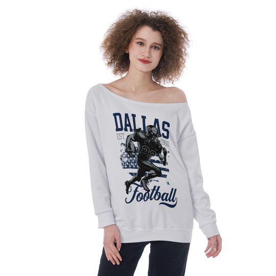 Cowboys  Football Womens Off The Shoulder Sweatshirt, Football Fan Pullover, Sports Team