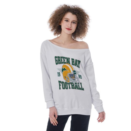 Packers  Football Womens Off The Shoulder Sweatshirt, Football Fan Pullover, Sports Team