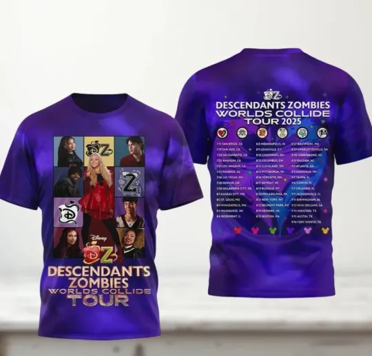 Descendants Zombies Worlds Collide Tour 3D T-Shirt