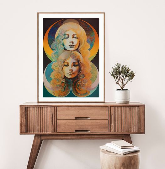 70s Psychedelic Queen Art Print - Retro Boho Vertical Poster