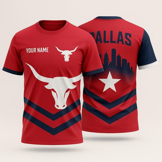 Custom Name FC Dallas Soccer Fan 3D T-Shirt Personalized Jersey