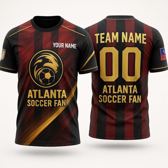 Discover Custom Name Atlanta United FC Soccer Fan 3D T-Shirt Personalized Jersey