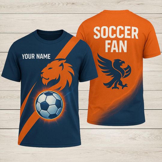 Discover Custom Name Cincinnati Soccer Fan T-Shirt 3D Lion Football Graphic Team Sports Tee Gift