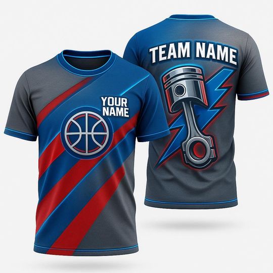 Discover Custom Detroit Pistons Basketball Fan 3D T Shirt Front Back Graphic Tee Sports Gift
