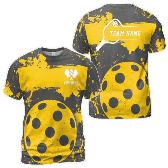 Discover Customized Pickleball Team Play Color Spatter Pattern 3D T-shirt