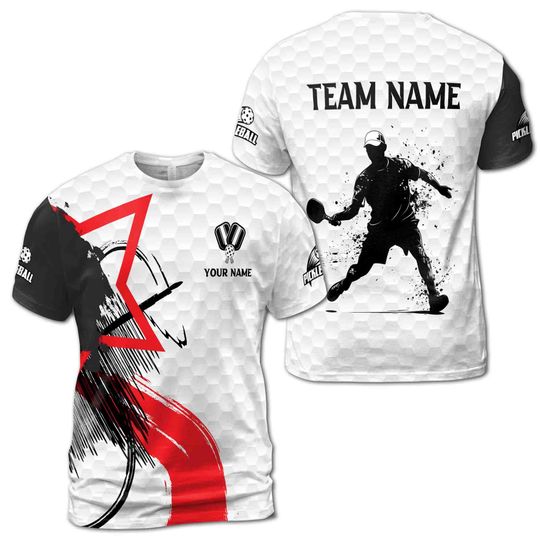 Discover Personalized Name Team Silhouette Plays Pickleball Men's T-Shirt