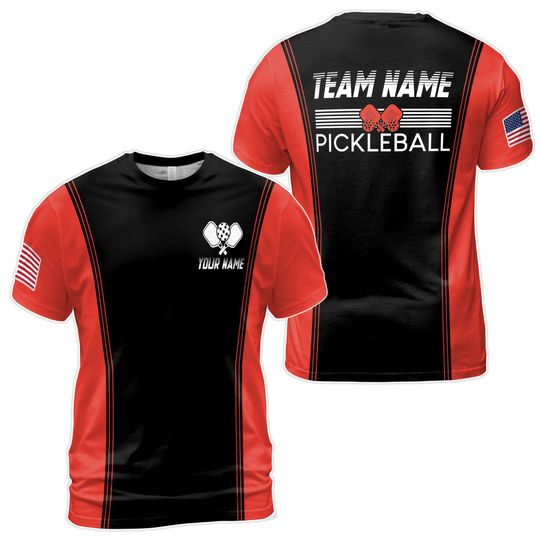 Discover Customized Name Patriotic American Pickleball Player Men's T-Shirt