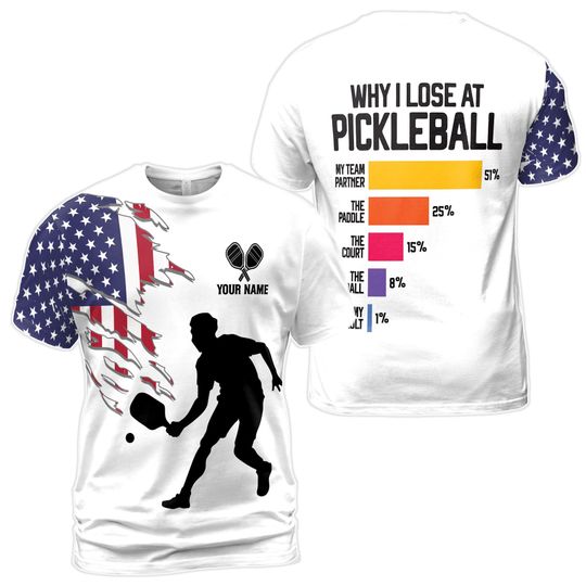 Discover Custom Name Why I Lose At Pickleball Men's T-shirt