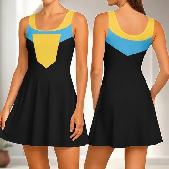 Invincible Cosplay Skater Dress, Mark Grayson Women Dress, Invincible Halloween Dress, Superhero Comic Book Dress