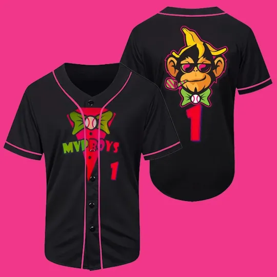 Lets go Savannah Bananas Baseball Jersey New AOP Black 3D