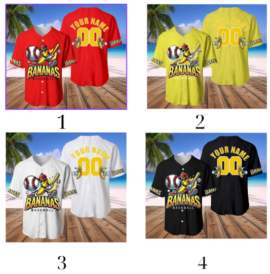 Custom Funny Banana Baseball Jersey, Let's Go Bananas Shirt