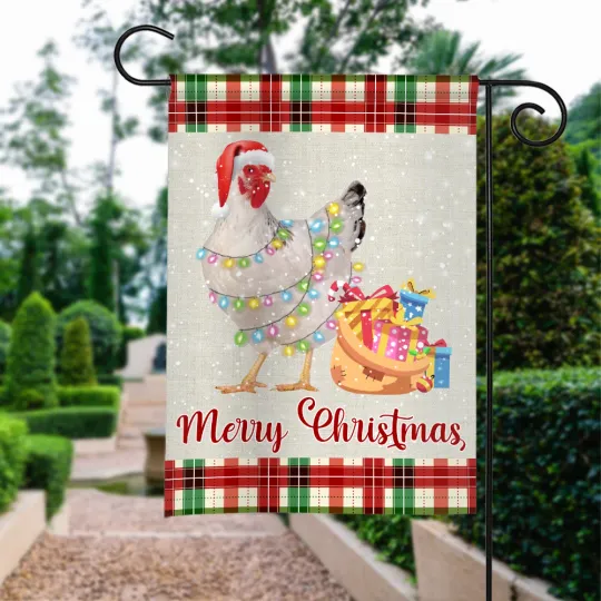 Discover Chicken Christmas Flag, Merry Christmas Flag, Cute Chicken lover Garden Flag