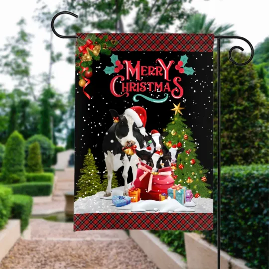 Discover Cow Merry Christmas Flag, Cow Christmas Lights Flag, Funny Cow Xmas Flag Gift