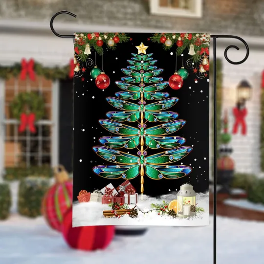 Discover Dragonfly Merry Christmas Flag, Dragonfly Christmas Tree Lights Flag Gift