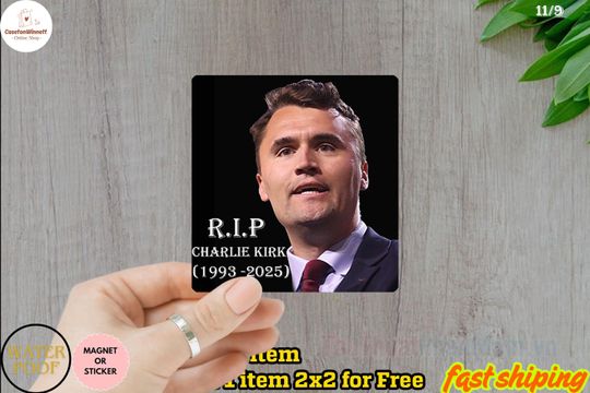 RIP Charlie Kirk Car Magnet, Vinyl Bubble-Free, Political Memorial, Patriotic Car Laptop, Conservative American