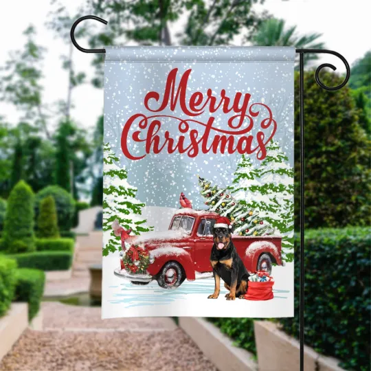 Discover Rottweiler Dog Merry Christmas Flag, Rottweiler Dog Christmas Truck Flag