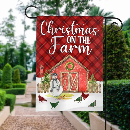 Discover Farmhouse Merry Christmas Flag, Christmas On The Farm Flag, Farmer Xmas Flag