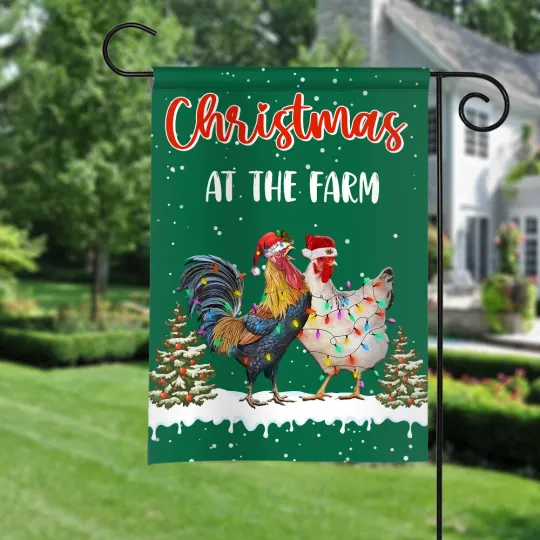 Discover Chicken Merry Christmas Flag, Merry Christmas Flag, Christmas Chicken Farmhouse