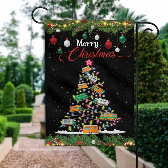 School Bus Christmas Tree lights Flag, School Bus  Merry Christmasflag