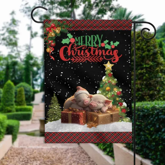 Discover Cute Pig Merry Christmas Flag, Merry Christmas Flag,Christmas Pig Farmhouse Flag