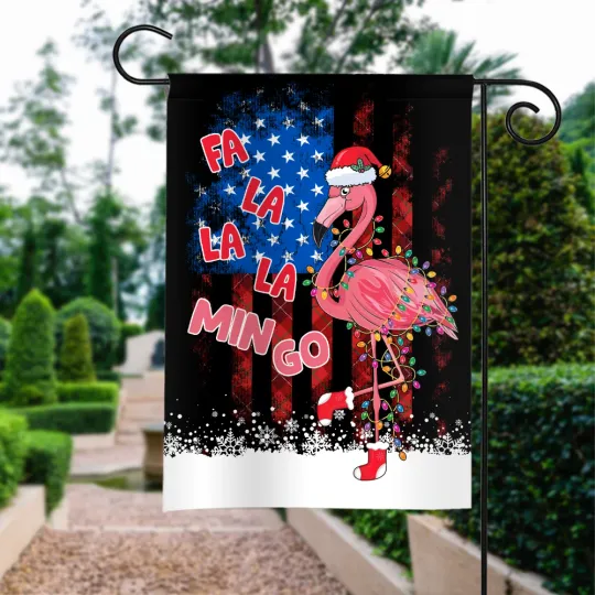 Flamingo Merry Christmas Flag, Flamingo Fa La La Mingo Flag, Flamingo Xmas Flag