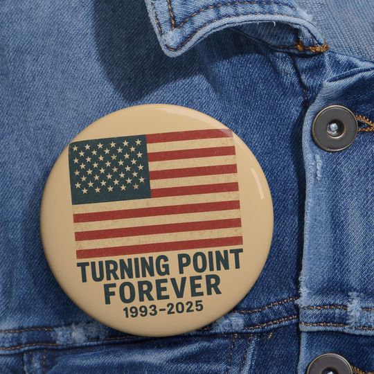 Charlie Kirk Turning Point Forever Badge Pin Buttons, USA Flag Button, 1993-2025 RIP Political Statement Pin Buttons, Gift for Patriots