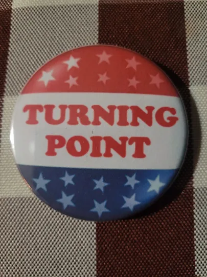 TURNING POINT CHARLIE KIRK REMEMBERED BUTTON PIN