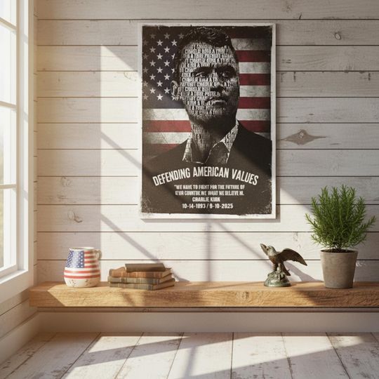 Charlie Kirk Memorial Tribute Print Poster, True Patriot Wall Art Print, Stand With Kirk Protest Poster