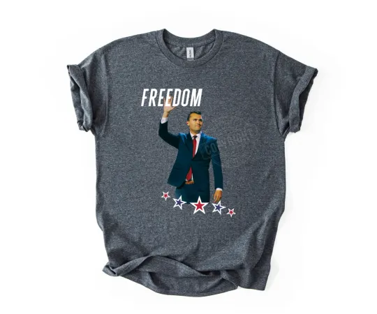 Discover Charlie Kirk Quote Freedom T-Shirt USA Shirt American Flag Design