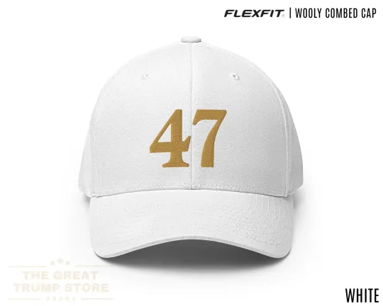 47 Hat Charlie Kirk Flex Fit Trump Hat USA Flag Gold Embroidery Conservative Hat