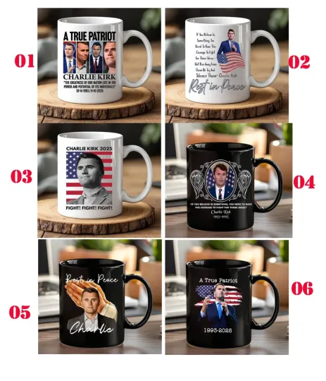 Discover Charlie Kirk True Patriot 1993-2025 Rip Memorial American Flag Mug, Coffee Mug