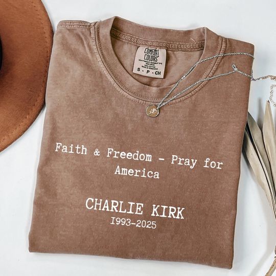 Discover Faith&Freedom Pray for America Tee, Charlie Kirk Tee, Support Shirt, Faith Based Tee, Human Rights Activist Shirt