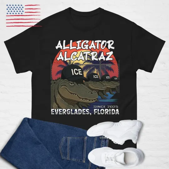 Alligator Alcatraz T-Shirt Everglades Florida MAGA ICE Border Patrol Prison
