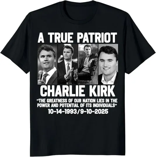 Discover Charlie Kirk Shirt, True Patriot 1993-2025 Rip Memorial American Flag T-Shirt