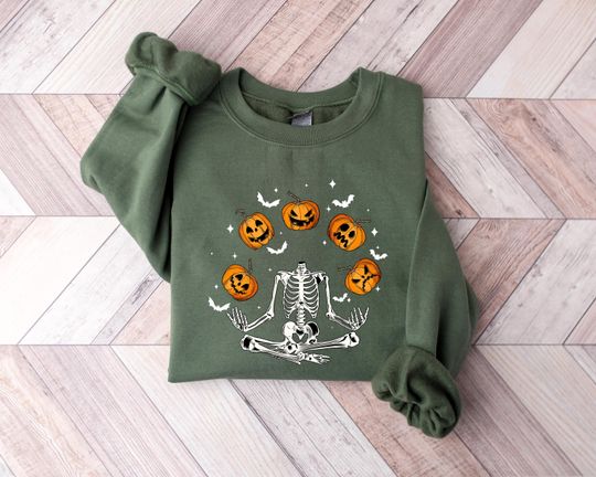 Discover Pumpkin Skeleton Halloween Tee: Spooky Season Fall Shirt