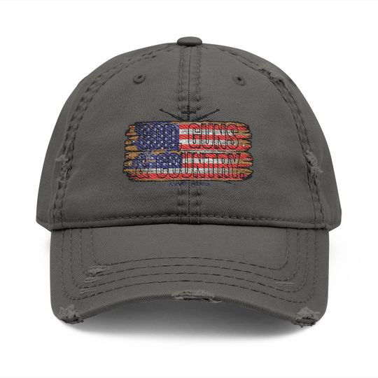 Embroidered Patriotic Distressed Dad Hat, God Guns Country Cap, God,guns gift ideas, American Flag Baseball Cap, Red White Blue Hat